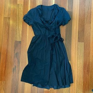 j. crew cotton clip-dot dress, navy, size 6
